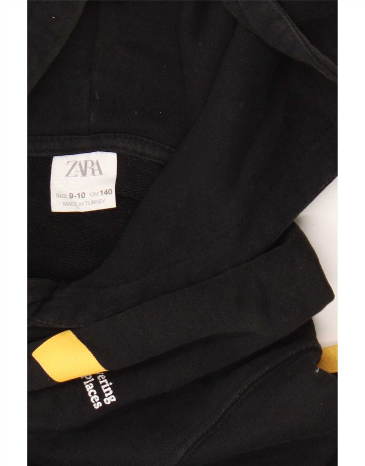 Zara Boys Graphic Hoodie Jumper 9-10 Years Black
