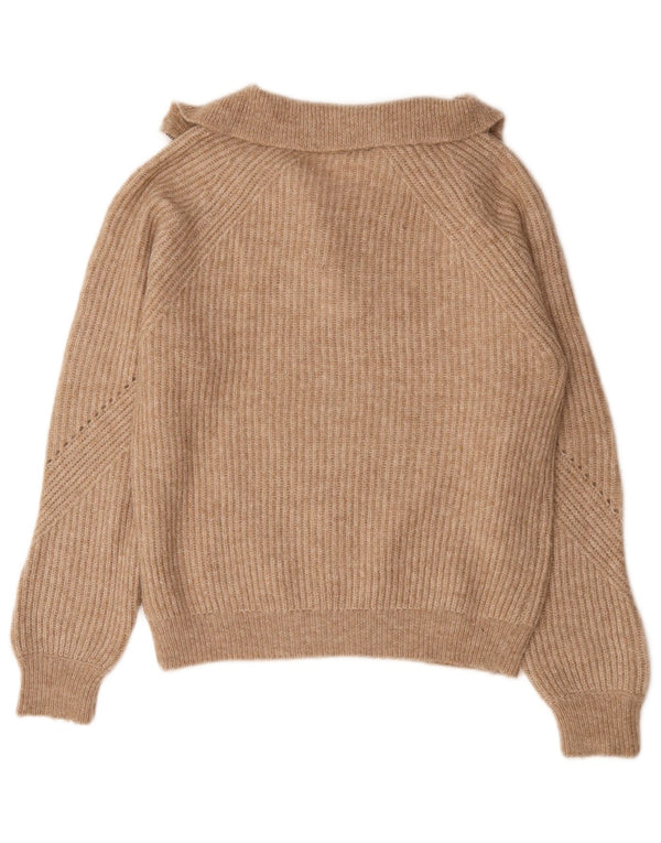Marks & Spencer Γυναικείο πουλόβερ με φερμουάρ UK 10 Small Brown Flecked