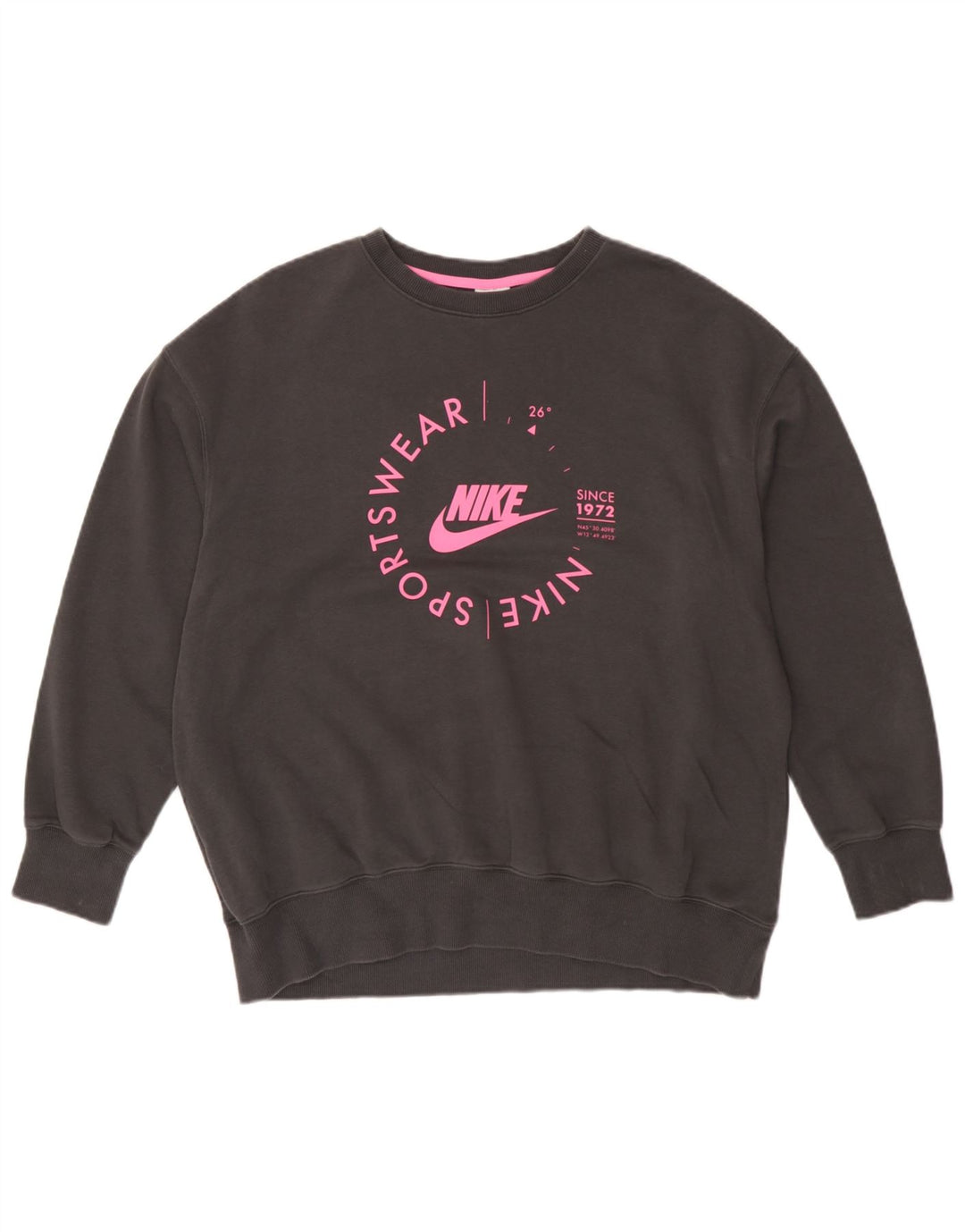 Γυναικείο γραφικό υπερμεγέθη φούτερ Nike Jumper UK 14 Μεσαίο γκρι βαμβακερό