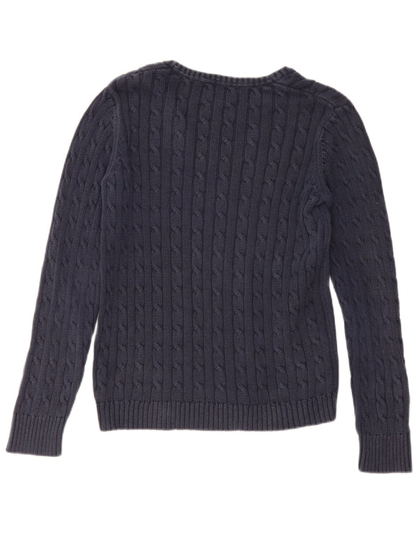 Crew Clothing Γυναικείο πουλόβερ με λαιμόκοψη με V λαιμόκοψη UK 14 Large Navy Blue από βαμβάκι