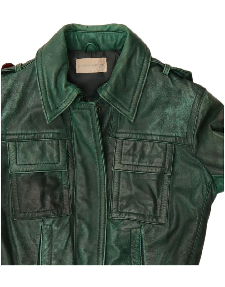 Linea Emme Γυναικείο Στρατιωτικό Δερμάτινο Μπουφάν UK 8 Small Green