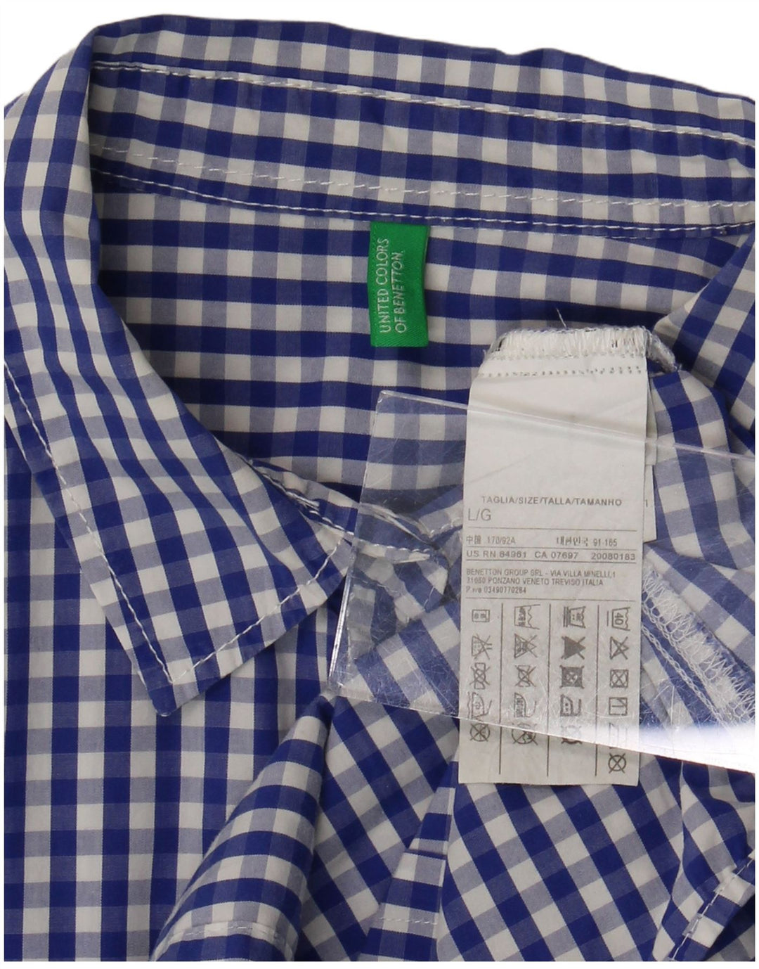 Γυναικείο πουκάμισο Benetton UK 16 Large Blue Gingham Cotton