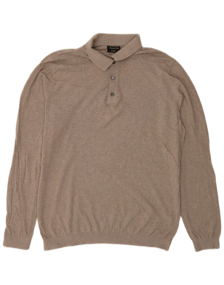 Massimo Dutti Ανδρικό πουλόβερ με λαιμό polo, μεσαίο βαμβακερό