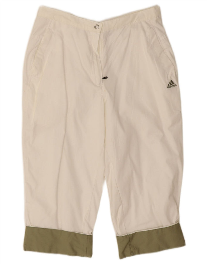 Adidas Γυναικείο σορτς βερμούδα UK 12 Medium W28 Off White Βαμβακερό μπλοκ