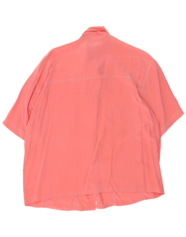 Vintage γυναικεία κοντομάνικη μπλούζα UK 16 Large Pink Silk
