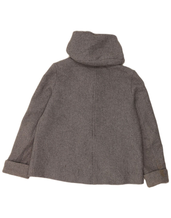 Zara Γυναικείο Bomber Jacket με κουκούλα UK 14 Medium Grey Wool