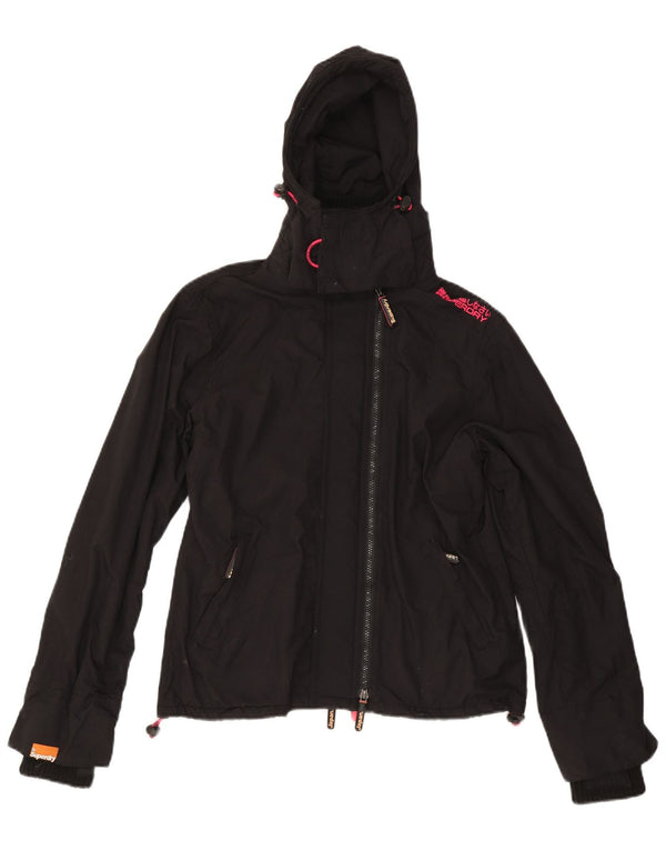 Superdry Womens The Windcheater Windbreaker Jacket UK 14 Medium Black