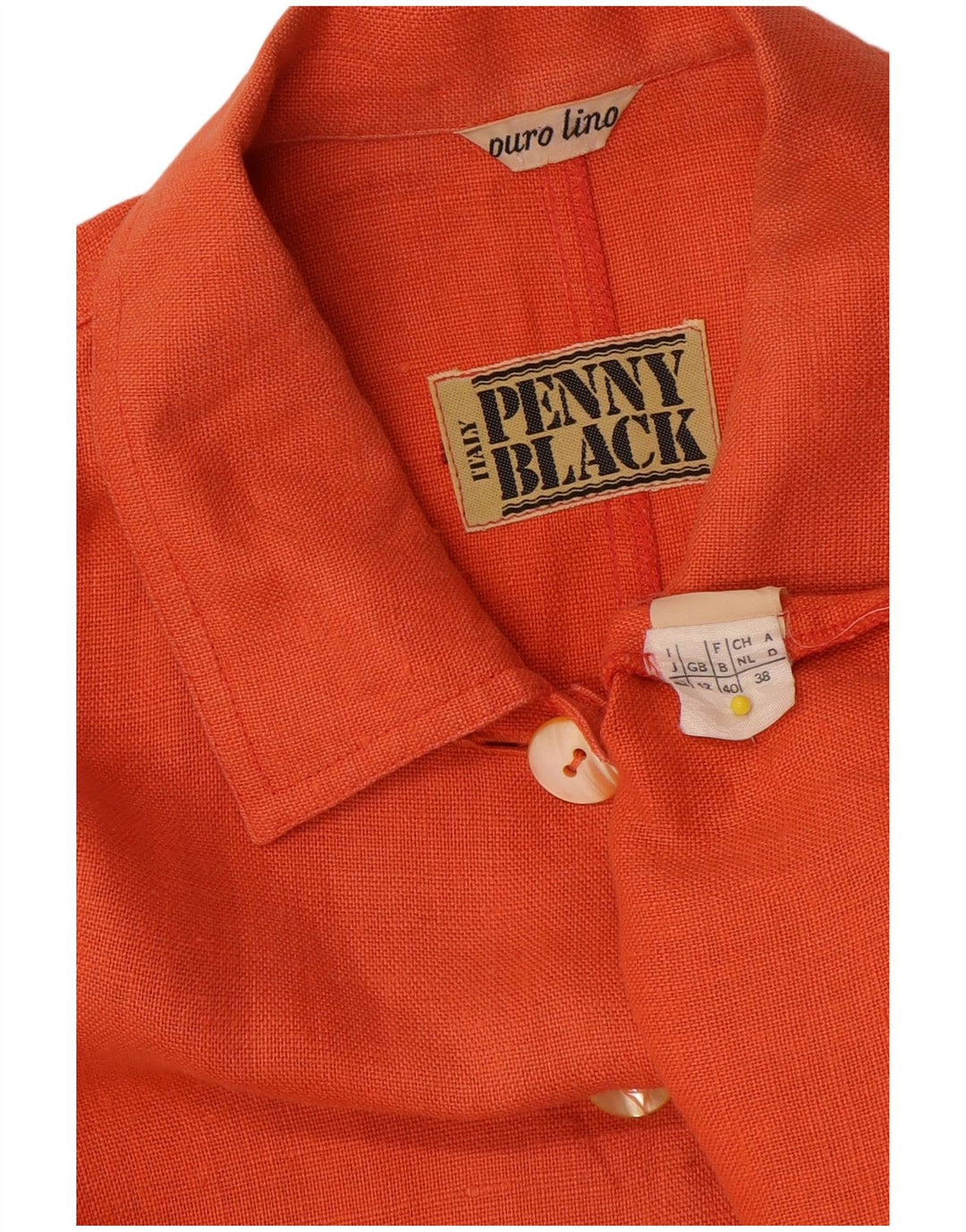 Penny Black Γυναικείο Μπουφάν με 5 κουμπιά σακάκι UK 12 μεσαίου πορτοκαλί λινό