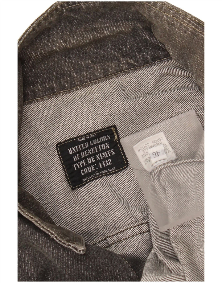 Benetton Ανδρικό Τζιν Μπουφάν IT 46 Μικρό Γκρι Βαμβακερό