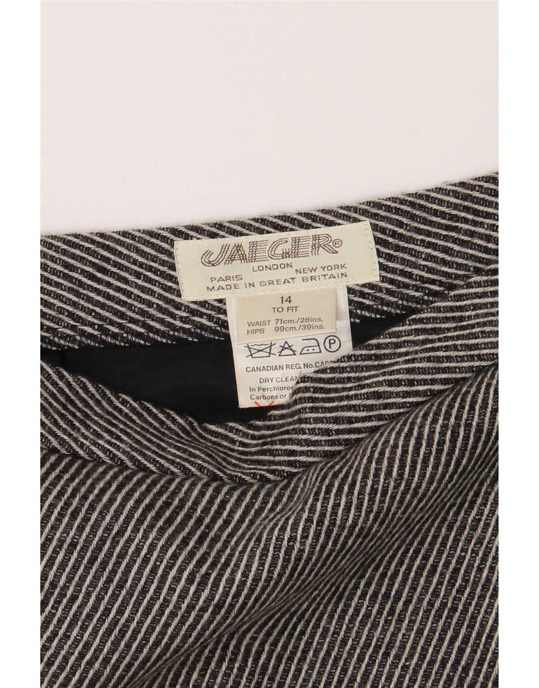 Γυναικεία pencil φούστα Jaeger UK 14 Medium W28 Γκρι ριγέ μαλλί