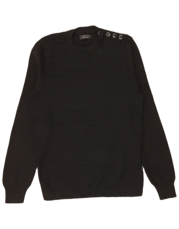Ανδρικό πουλόβερ Zara Crew Neck Jumper Μεσαίο Μαύρο