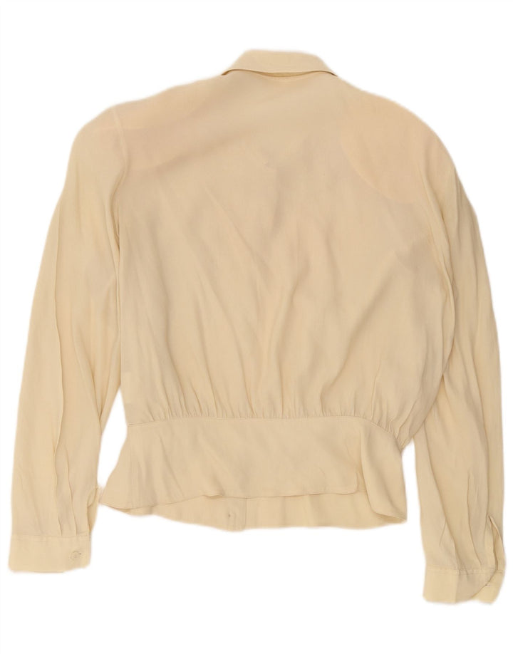 Vintage Γυναικείο Πουκάμισο Μπλούζα IT 44 Medium Beige Floral Silk