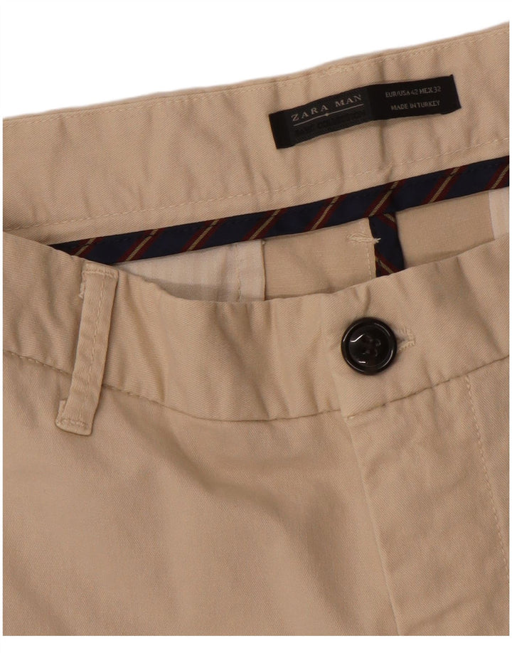 Zara Ανδρικό ίσιο παντελόνι Chino EU 42 Large W32 L31 Beige