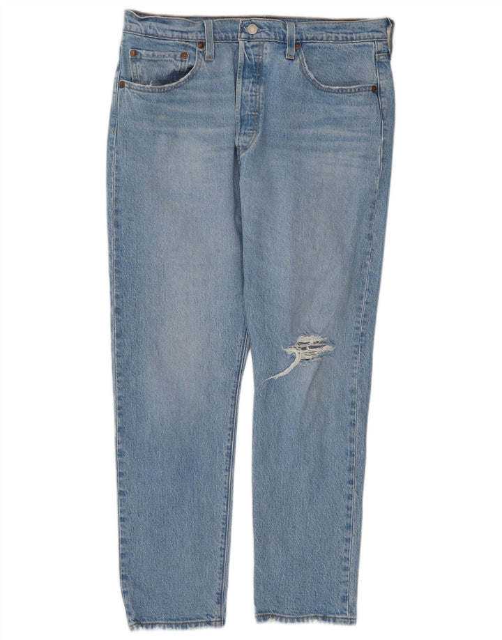 Levi's Womens 501 Distressed Straight Jeans W32 L28 Μπλε βαμβακερό