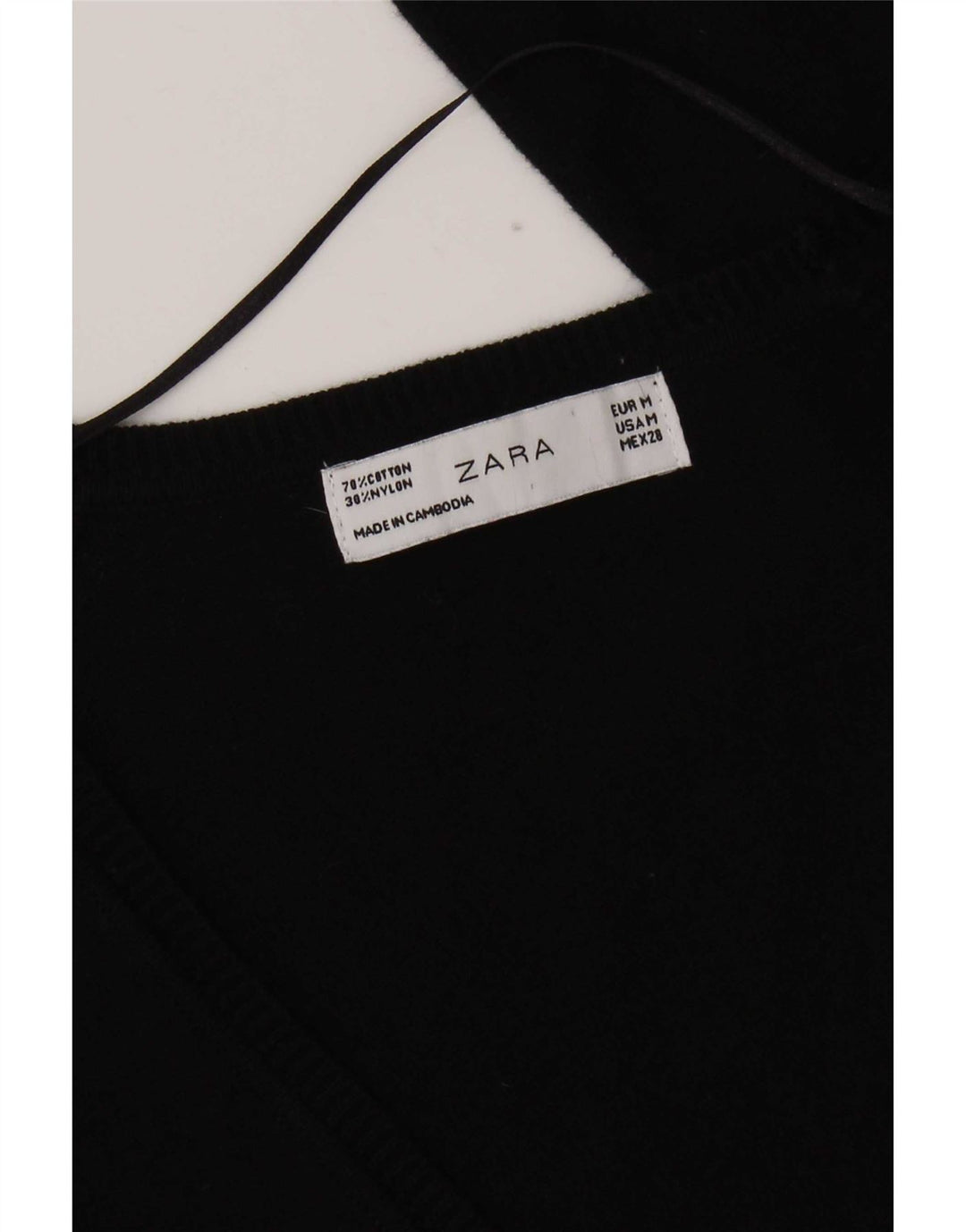 Zara Γυναικείο πουλόβερ ζακέτα UK 12 μεσαίο μαύρο βαμβακερό