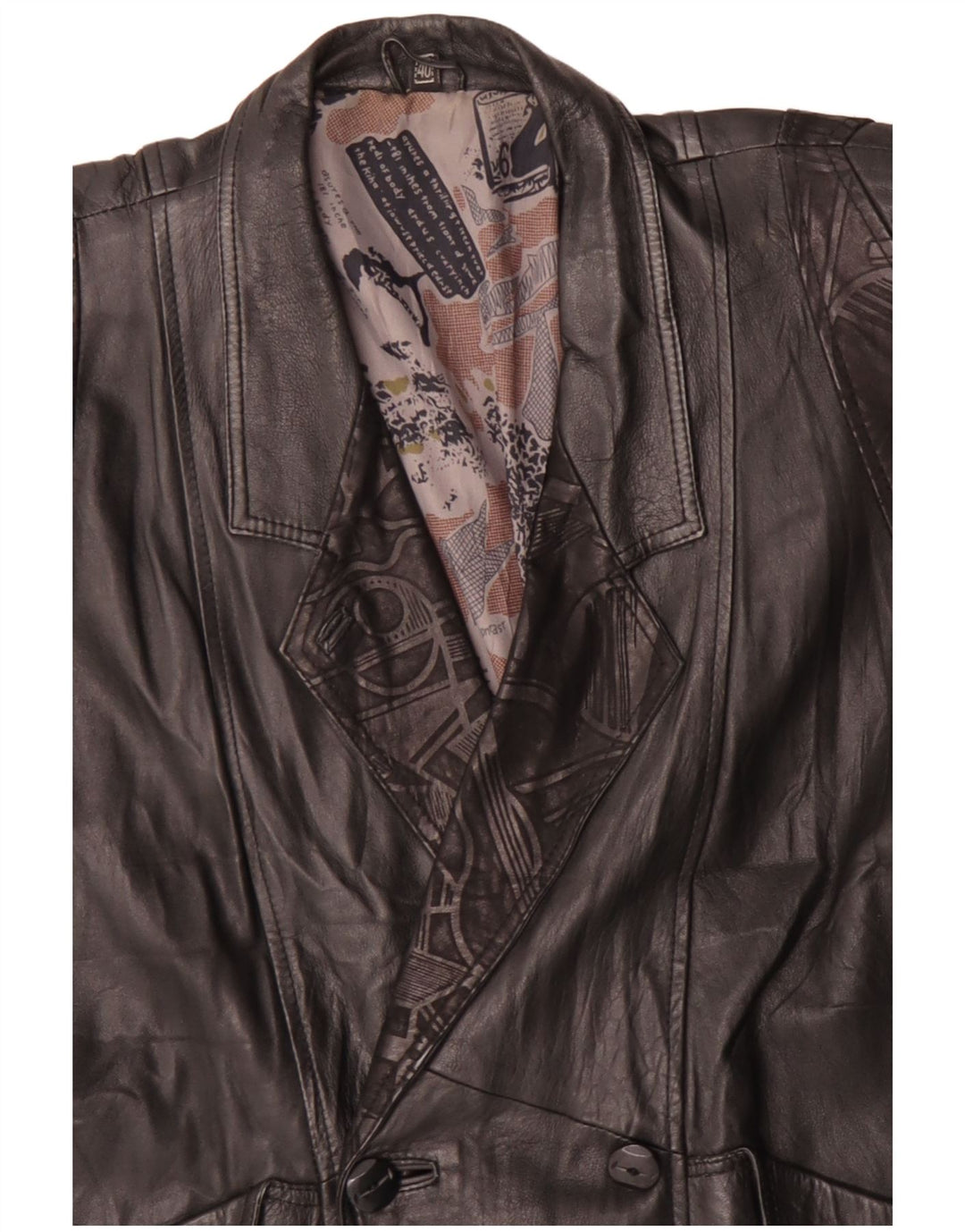 Vintage Γυναικείο Διπλό Δερμάτινο Μπουφάν υπερμεγέθη EU 40 Μεσαίο Μαύρο