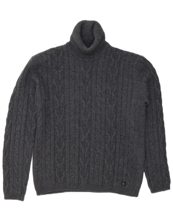 CALVIN KLEIN JEANS Γυναικείο πουλόβερ υπερμεγέθη ρολό πουλόβερ UK 18 XL Γκρι