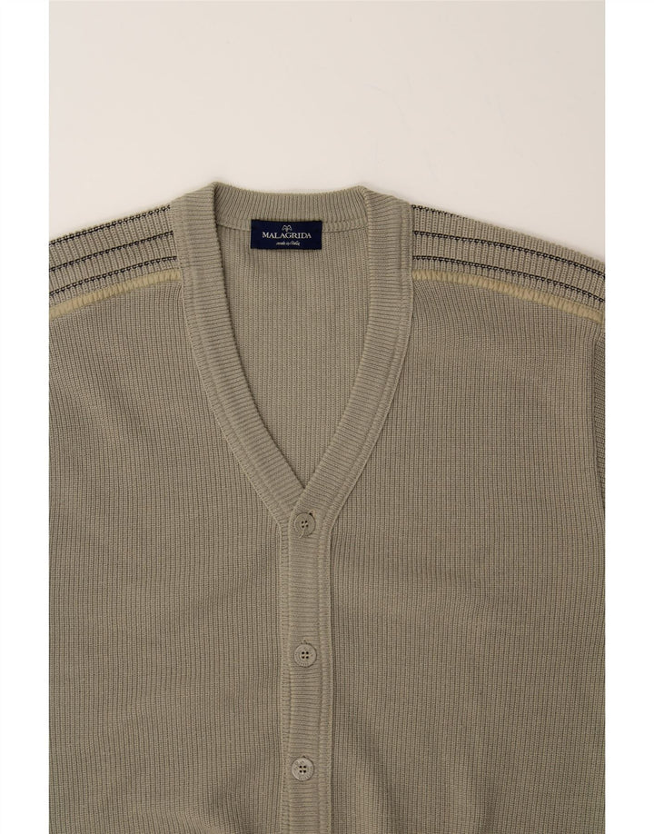 MALAGRIDA Mens Cardigan Sweater Medium Grey Vintage Malagrida and Second-Hand Malagrida from Messina Hembry 