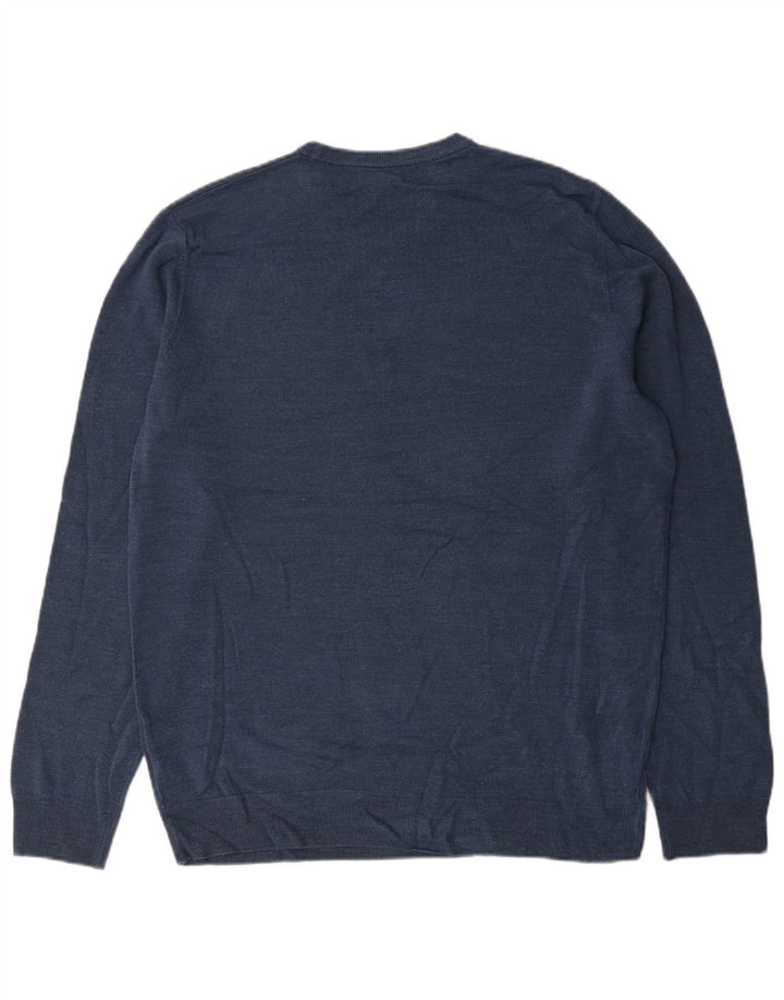 Ανδρικό πουλόβερ Marks & Spencer Crew Neck Jumper XL Navy Blue Acrylic