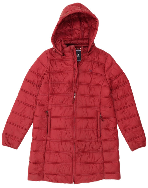 Crew Clothing Γυναικείο παλτό με κουκούλα με επένδυση UK 14 Medium Burgundy Nylon