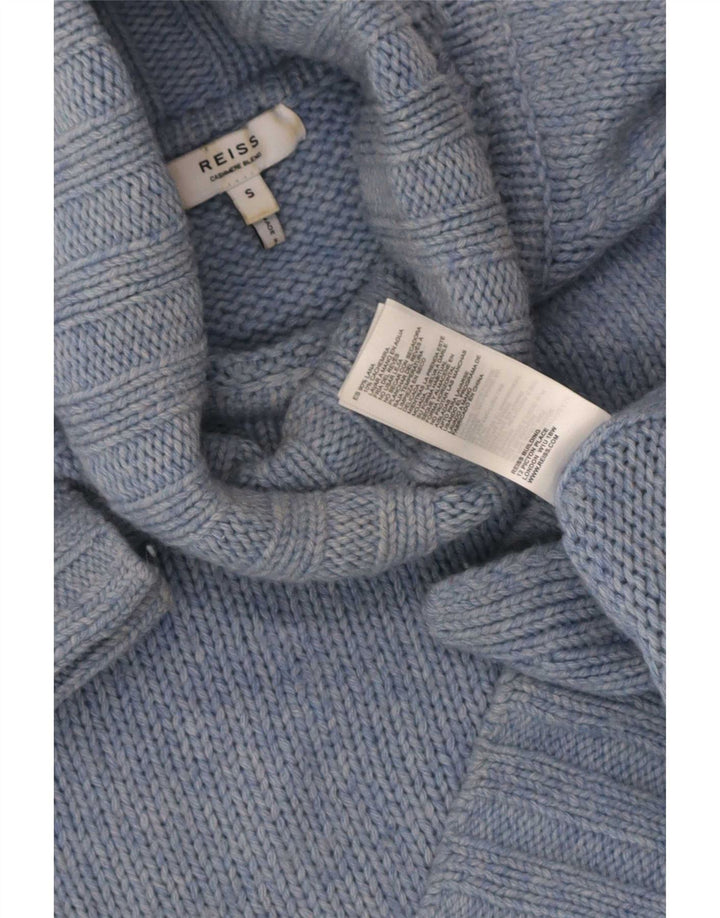 Reiss γυναικείο πουλόβερ με ρολό λαιμόκοψη UK 10 Small Blue Wool