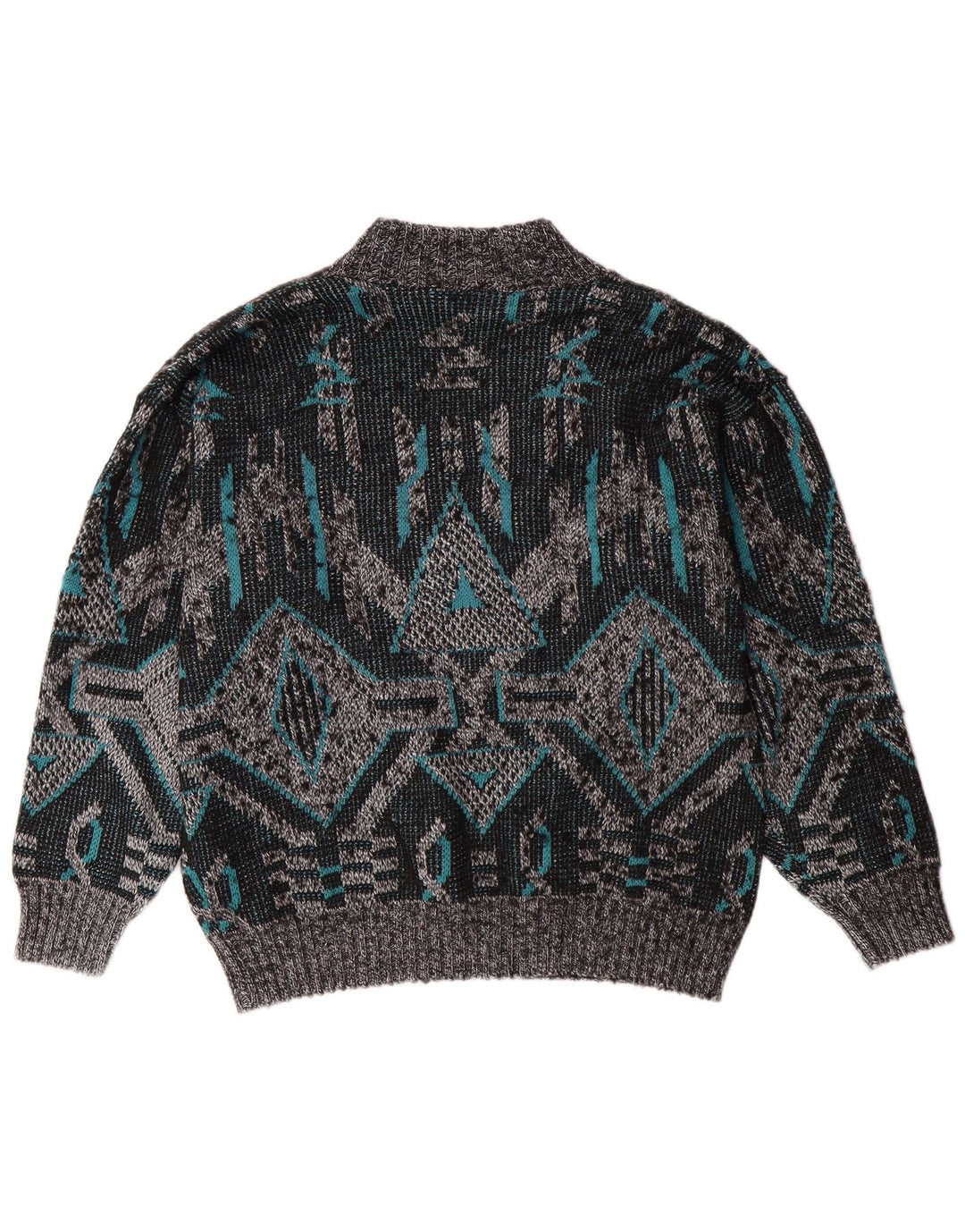 Ανδρικό πουλόβερ με λαιμόκοψη VNTAGE Μεγάλο Γκρι Γεωμετρικό