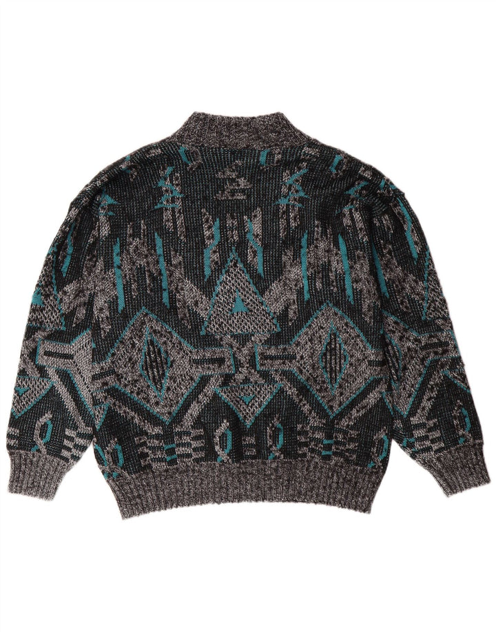 Ανδρικό πουλόβερ με λαιμόκοψη VNTAGE Μεγάλο Γκρι Γεωμετρικό