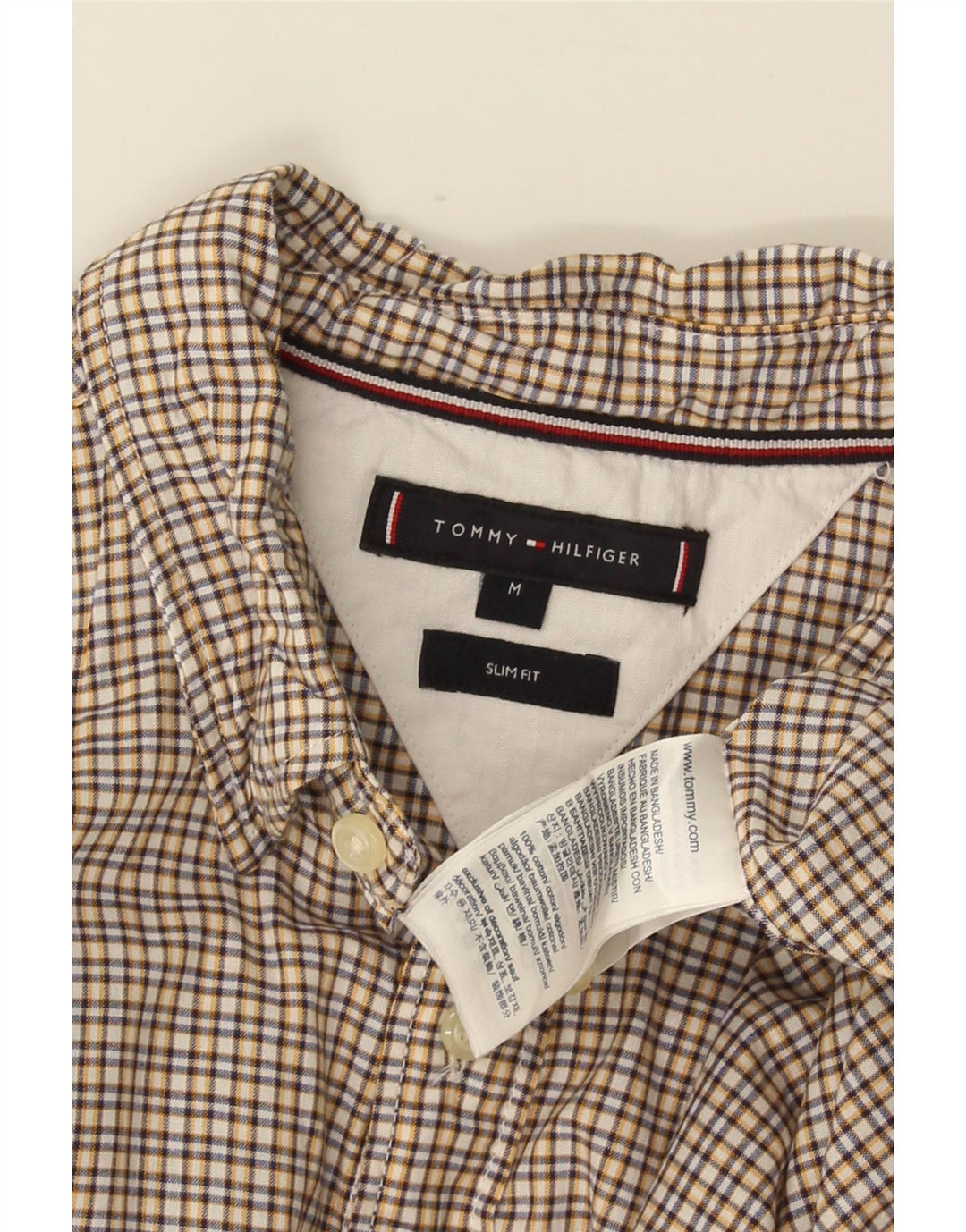 TOMMY HILFIGER Ανδρικό πουκάμισο με στενή εφαρμογή, μεσαίο κίτρινο βαμβακερό Gingham