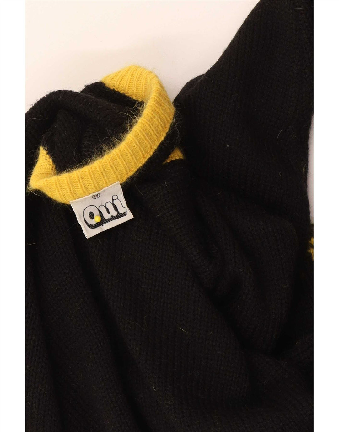 Oui Γυναικείο πουλόβερ με λαιμόκοψη UK 14 Medium Black Colourblock