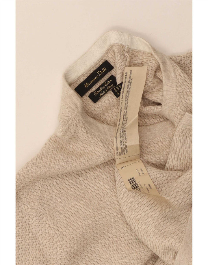 Ανδρικό μπλουζάκι Massimo Dutti με μακρυμάνικο μεσαίο μπεζ βαμβακερό