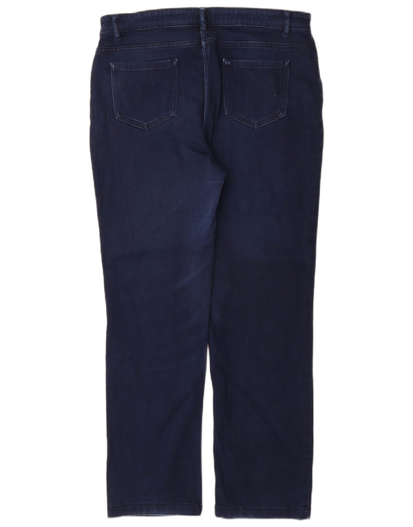 Marks & Spencer Γυναικεία Straight Jeans UK 14 Large W32 L30 Navy Blue Cotton