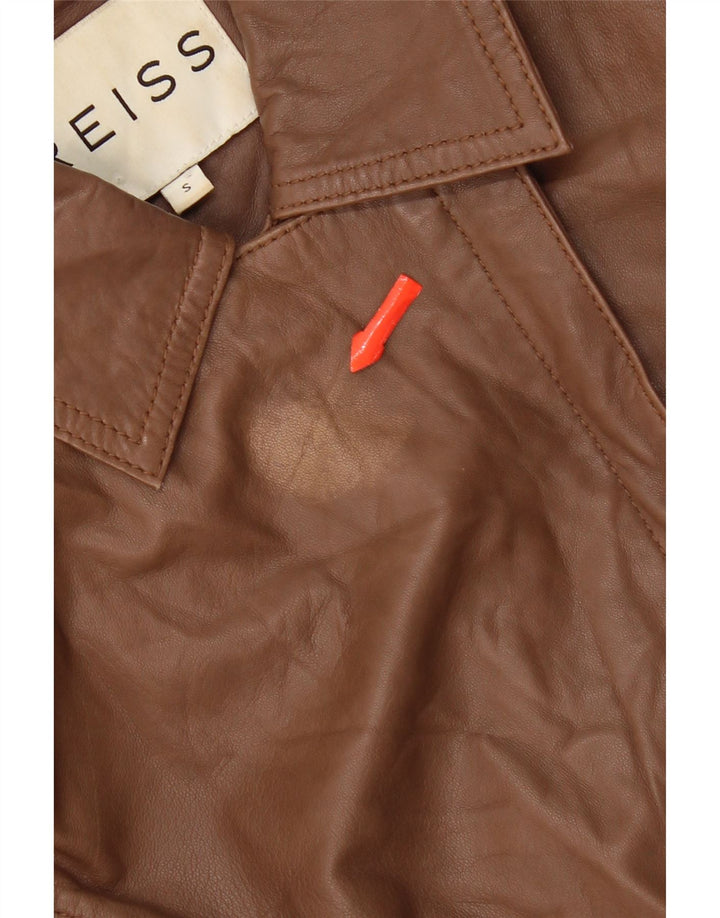 Reiss Γυναικείο Crop Δερμάτινο Μπουφάν UK 10 Small Brown Δερμάτινο