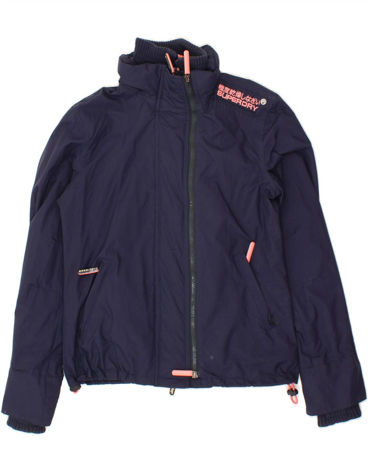 SUPERDRY Womens Windcheater Rain Jacket UK 14 Medium Navy Blue Nylon Vintage Superdry and Second-Hand Superdry from Messina Hembry 