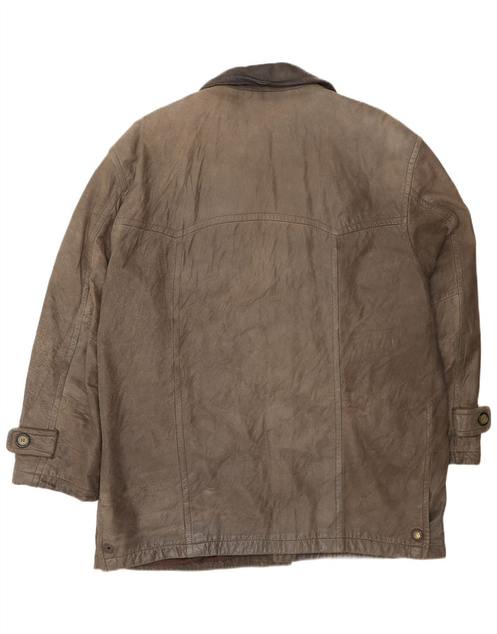 L.LAMBERTAZZI Ανδρικό Δερμάτινο Παλτό UK 40 Μεγάλο Καφέ Δέρμα