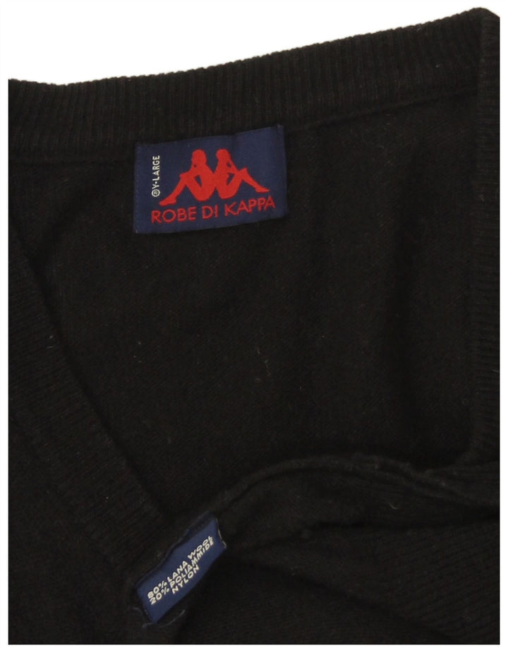 Ανδρικό πουλόβερ KAPPA με V λαιμόκοψη XL Μαύρο μάλλινο