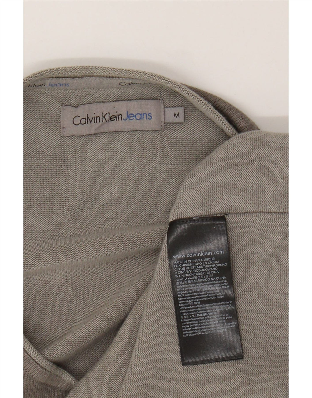 CALVIN KLEIN JEANS Womens Top Long Sleeve UK 14 Medium Grey Cotton