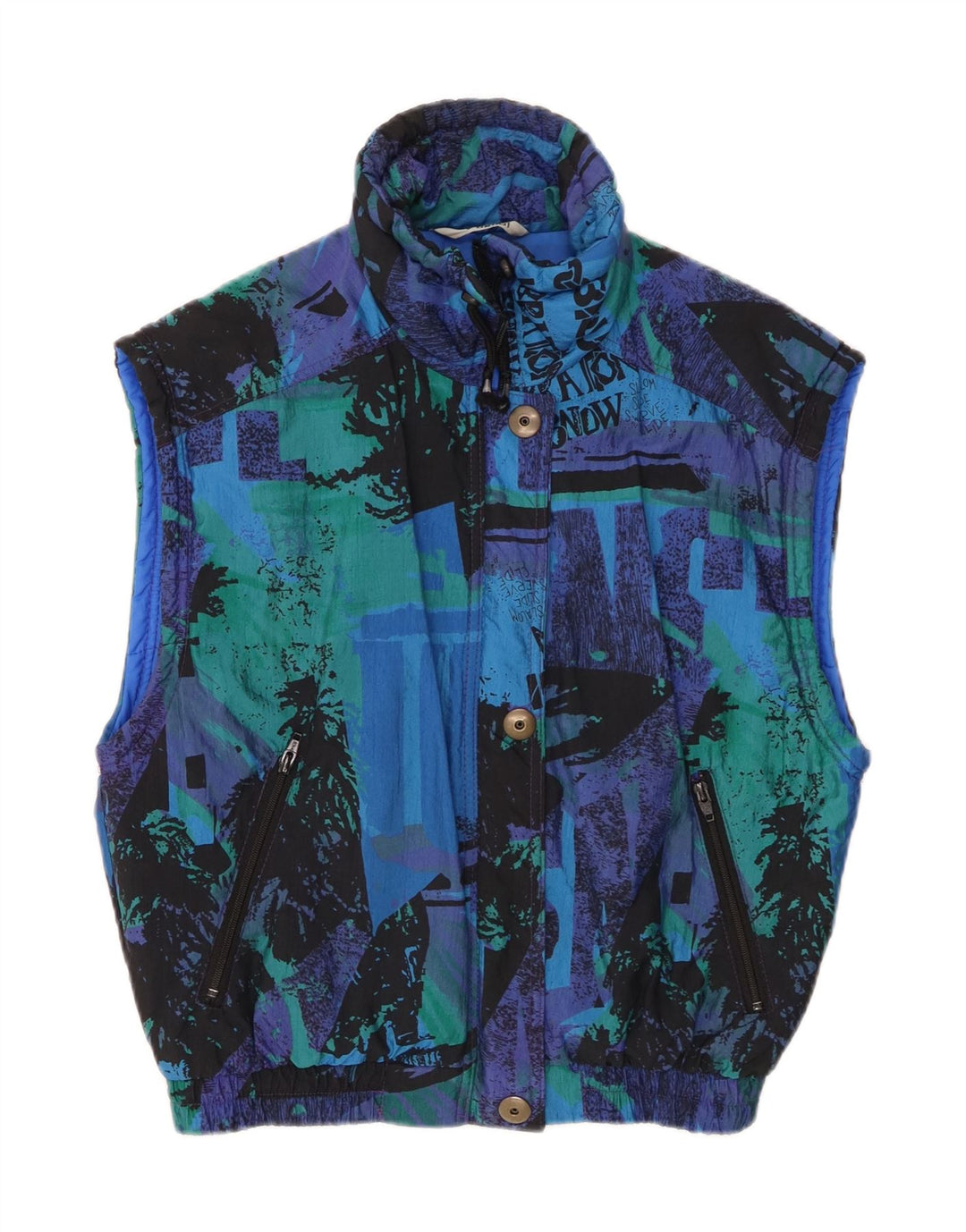 BRUGI Γυναικείο Graphic Gilet UK 14 Medium Blue Geometric Polyamide