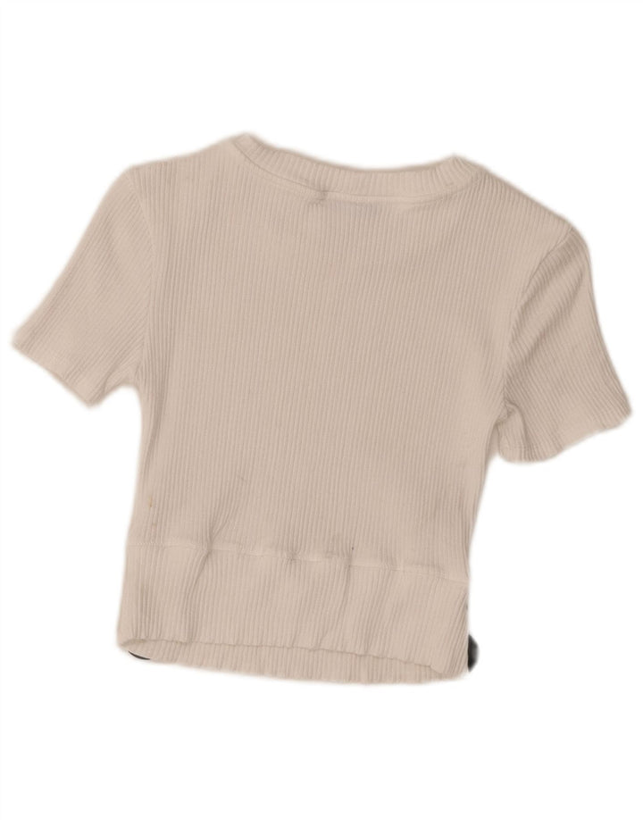 Zara Γυναικεία Μπλούζα Crop Top UK 8 Small White Viscose