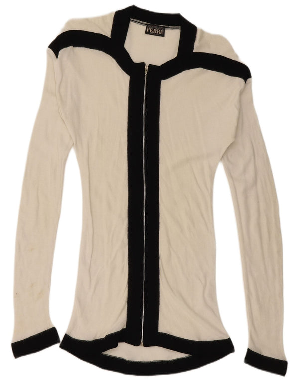 Gianfranco Ferre Γυναικεία ζακέτα πουλόβερ UK 10 Small White Colourblock