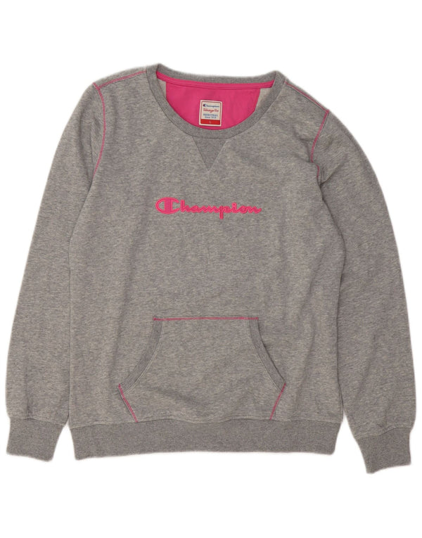 Champion Womens Heritage Fit Φούτερ Jumper UK 16 Large Grey Flecked