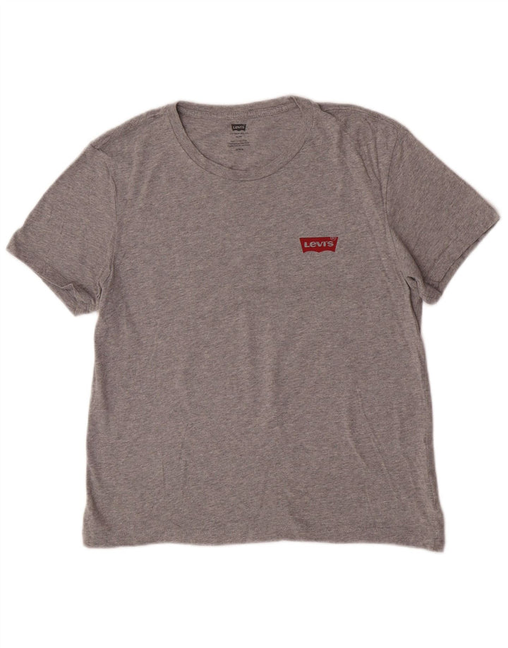 Levi's Womens Slim Graphic T-Shirt Top UK 14 Medium Grey
