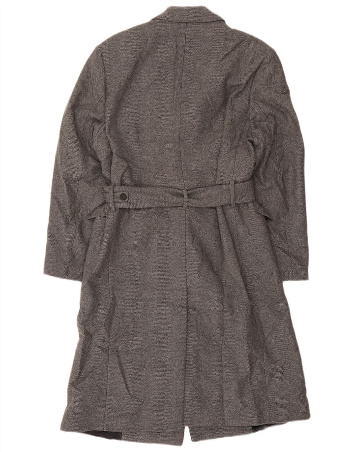 Zara Ανδρικό παλτό με διπλό στήθος UK 38 Μαλλί ψαροκόκκαλο μεσαίου γκρι