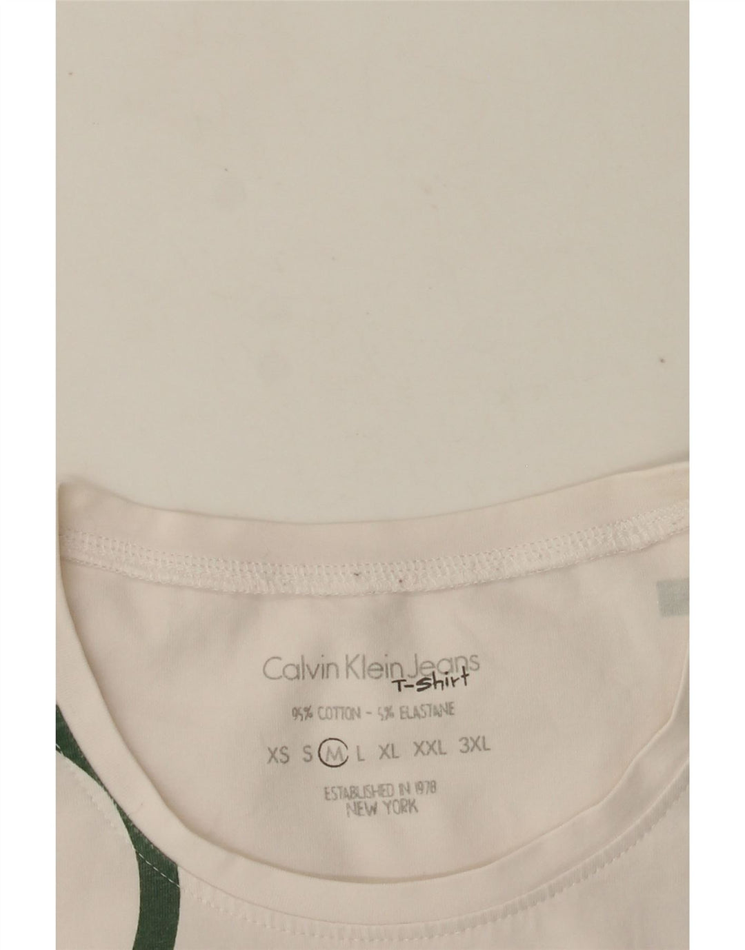 Γυναικείο γραφικό μπλουζάκι CALVIN KLEIN JEANS Top UK 12 μεσαίο λευκό βαμβακερό