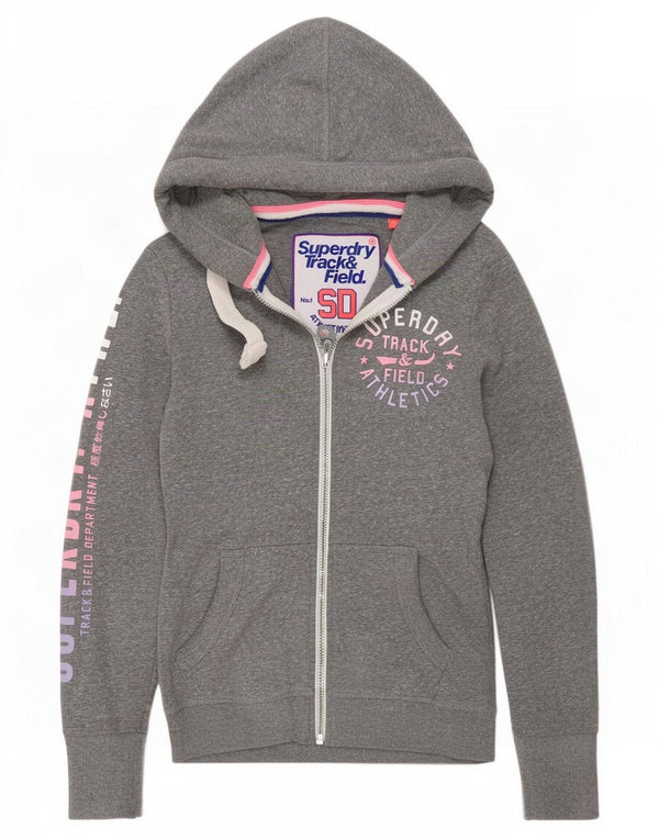 Superdry Γυναικείο πουλόβερ με κουκούλα με φερμουάρ UK 10 Small Grey Flecked