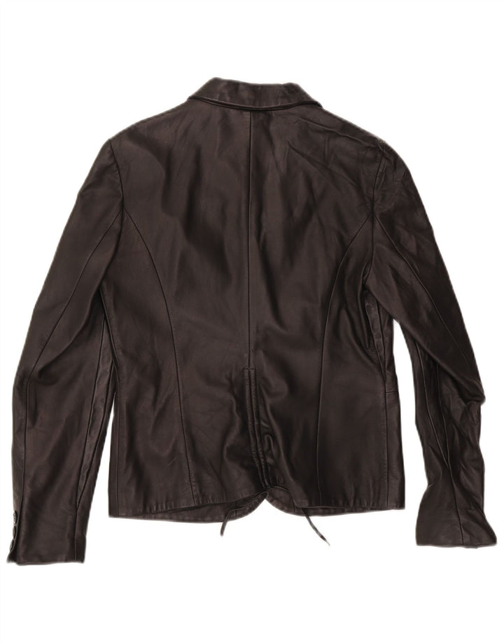 ROCCOBAROCCO Γυναικείο Μπουφάν Blazer με 2 Κουμπιά IT 42 Μεσαίο Μαύρο Δερμάτινο