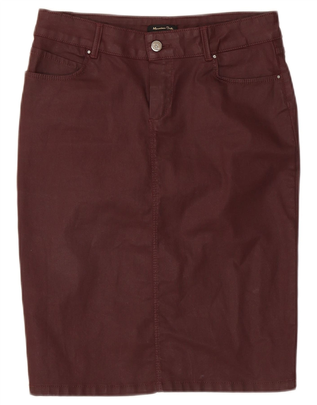 Massimo Dutti Γυναικεία Pencil Φούστα W28 Βαμβακερό μεσαίο μπορντό