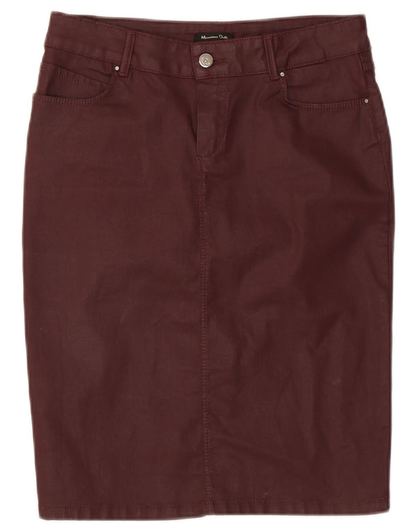 Massimo Dutti Γυναικεία Pencil Φούστα W28 Βαμβακερό μεσαίο μπορντό