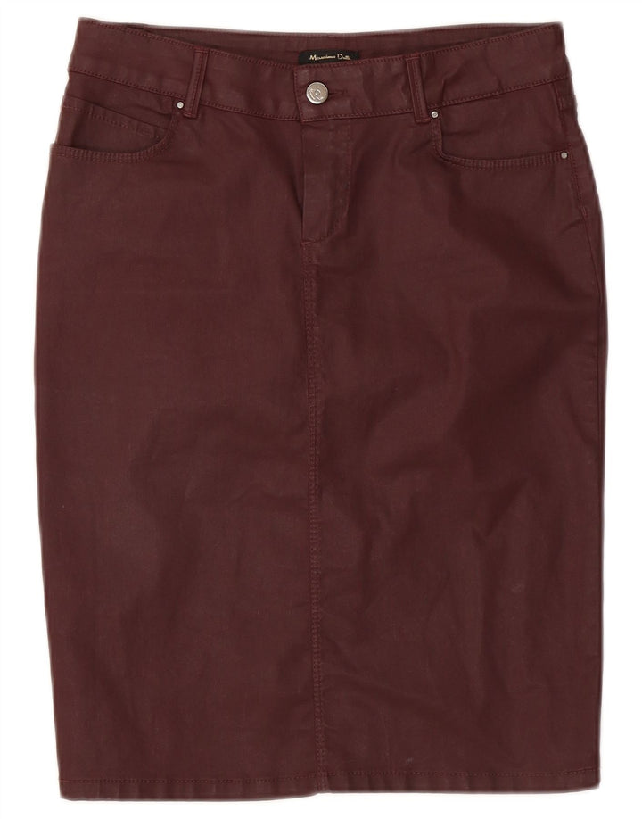 Massimo Dutti Γυναικεία Pencil Φούστα W28 Βαμβακερό μεσαίο μπορντό