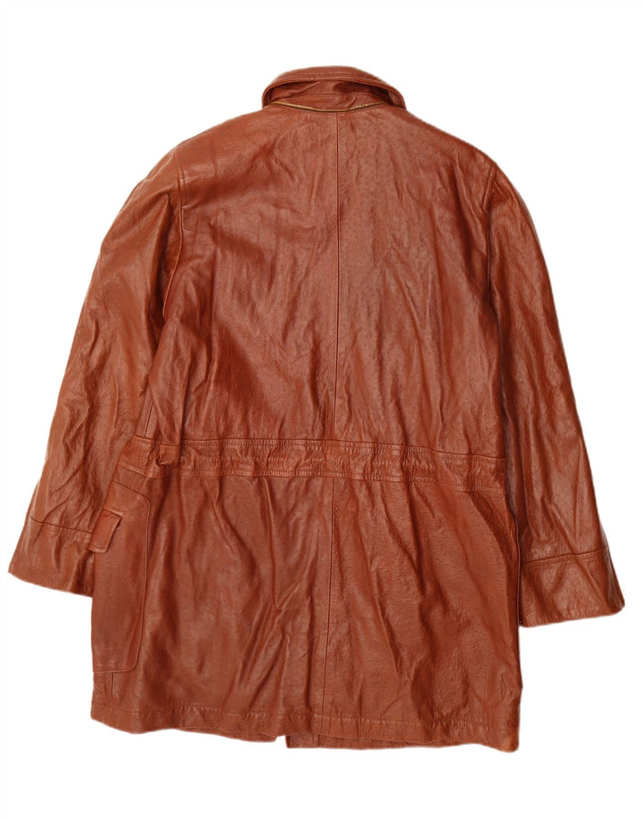 Escada Womens by Margaretha Ley Loose Fit Δερμάτινο παλτό EU 40 Μεσαίο καφέ