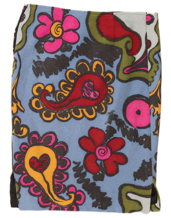 Vintage γυναικεία ίσια φούστα W36 XL Blue Floral